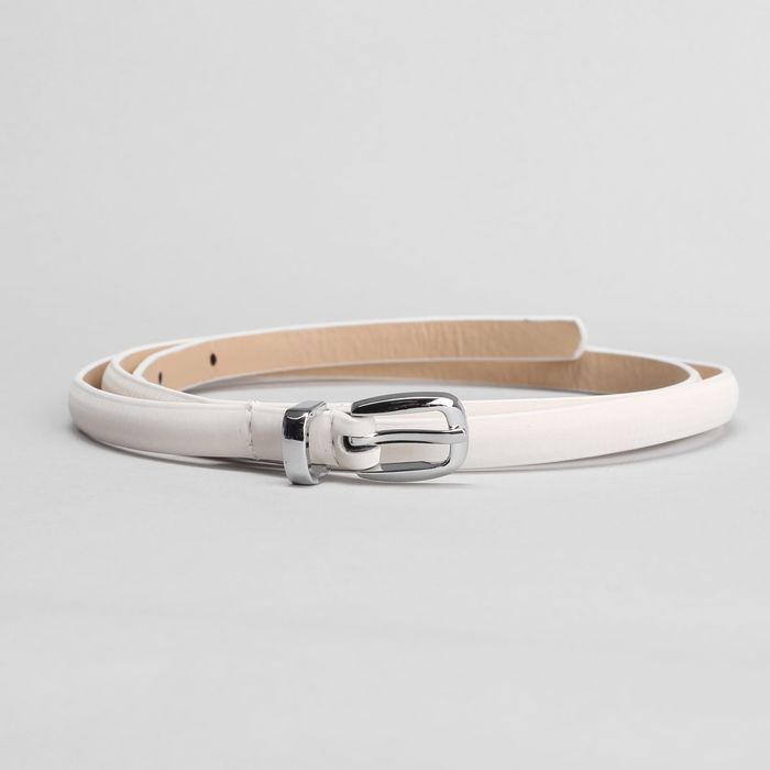 Ремень женский, гладкий, ширина 0.8 см, пряжка тёмный металл, цвет белый