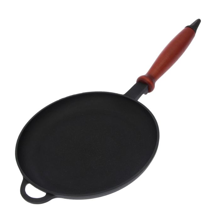 Сковорода блинная 20 см "Термо" с деревянной съемной ручкой, h=2 см