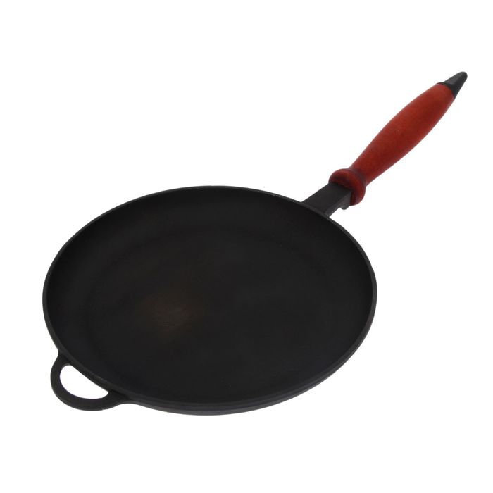 Сковорода блинная 22 см "Термо" с деревянной, съемной ручкой, h=2 см