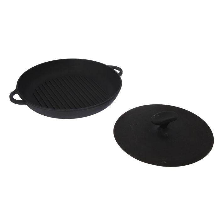 Сковорода-гриль 26 см, с двумя ручками, с прессом, h=4 см