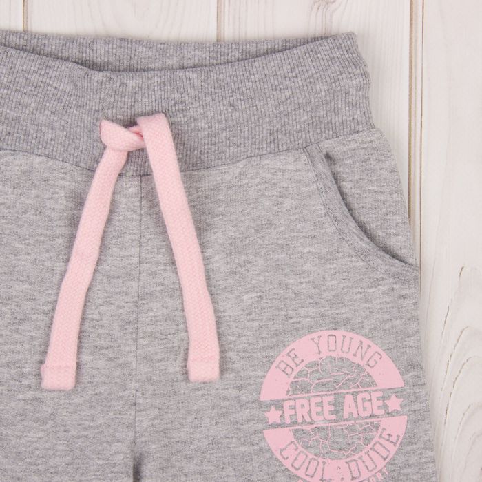 Брюки спортивные для девочки, рост 110 см, цвет серый меланж