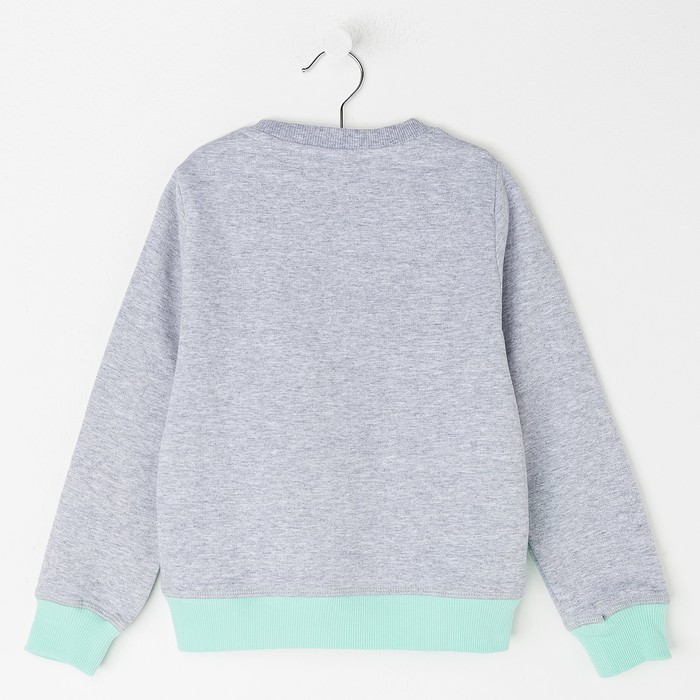 Джемпер (толстовка) для девочки, рост 104 см, цвет серый меланж/зелёный
