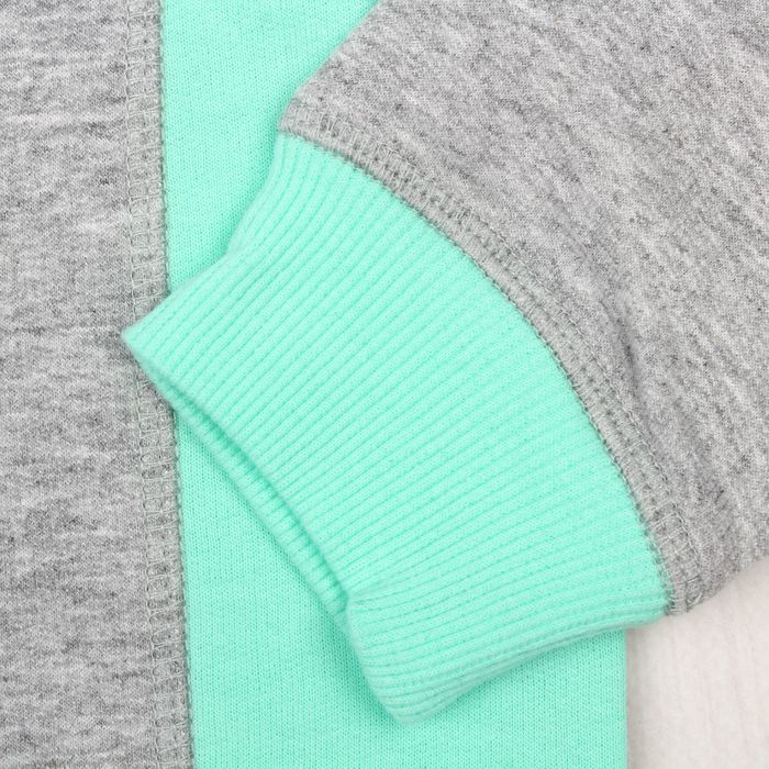 Джемпер (толстовка) для девочки, рост 104 см, цвет серый меланж/зелёный