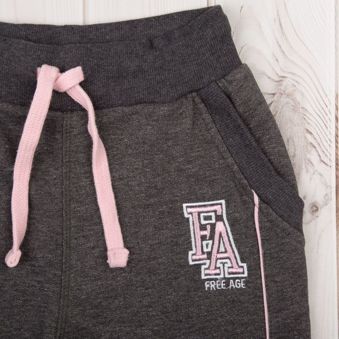 Брюки спортивные для девочки, рост 98 см, цвет серый меланж