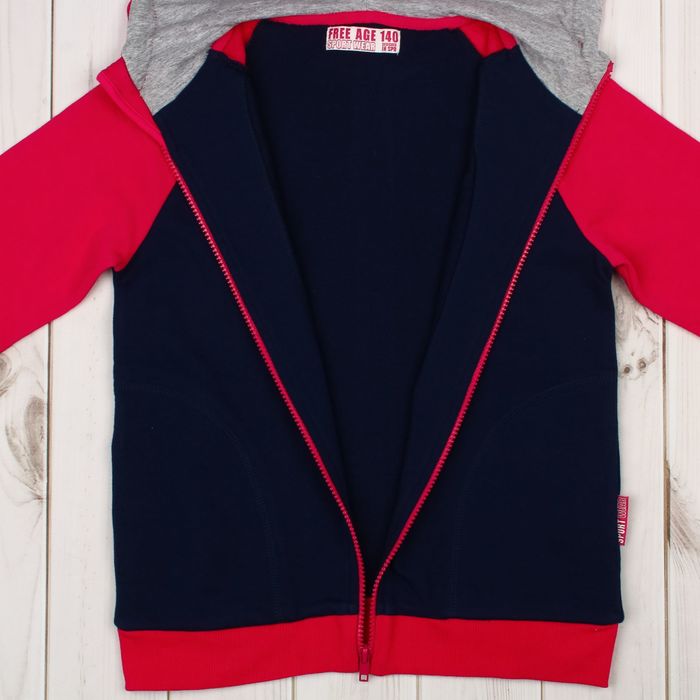 Джемпер (толстовка) для девочки, рост 98 см, цвет тёмно-синий/фуксия