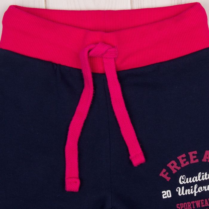 Брюки спортивные для девочки, рост 98 см, цвет тёмно-синий/фуксия