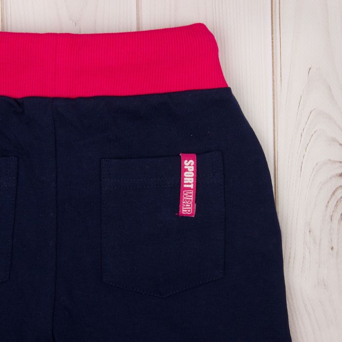 Брюки спортивные для девочки, рост 98 см, цвет тёмно-синий/фуксия