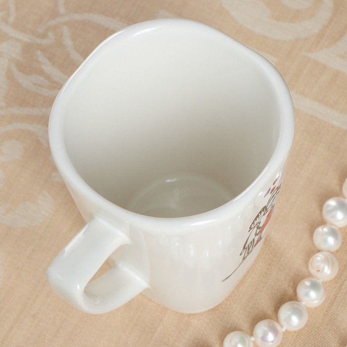 Кружка 250 мл "Квадратная" белая с деколью, валентинки, микс