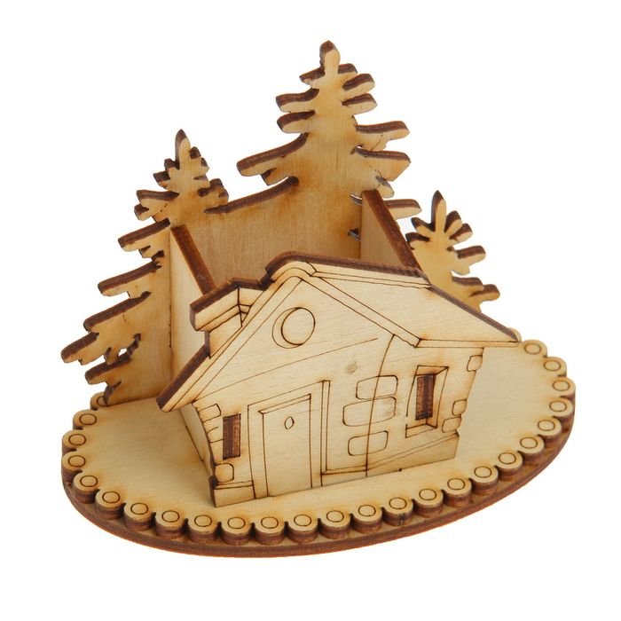 Держатель для зубочисток для декора "Домик с елкой" 10х7,5х6 см (ДДЗ 00-07)