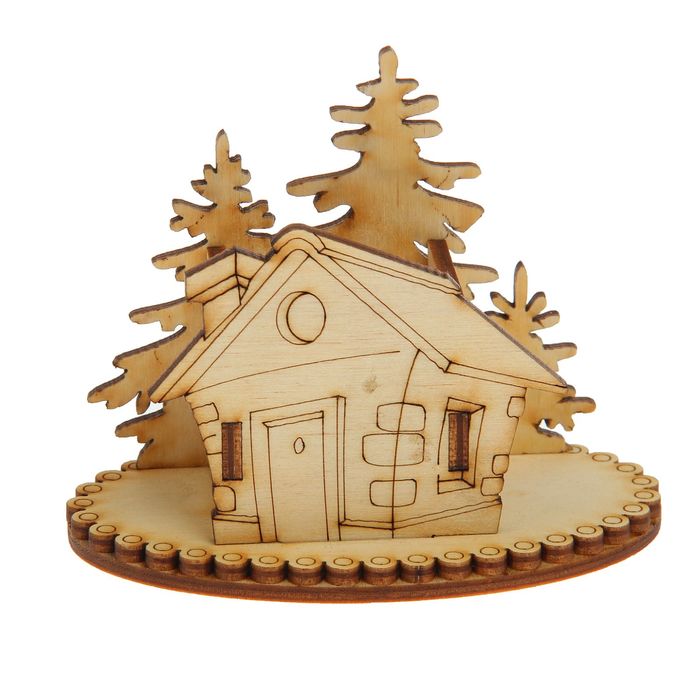 Держатель для зубочисток для декора "Домик с елкой" 10х7,5х6 см (ДДЗ 00-07)