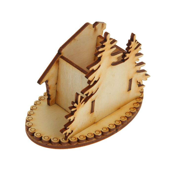 Держатель для зубочисток для декора "Домик с елкой" 10х7,5х6 см (ДДЗ 00-07)