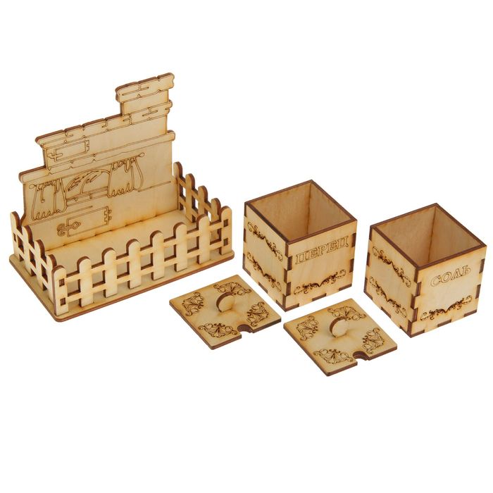 Набор для специй для декора "Печка" соль/перец, 3 предмета, 15х12х8 см