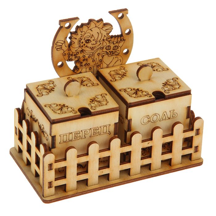 Набор для специй для декора "Кузя" соль/перец, 3 предмета, 12х10х6,5 см