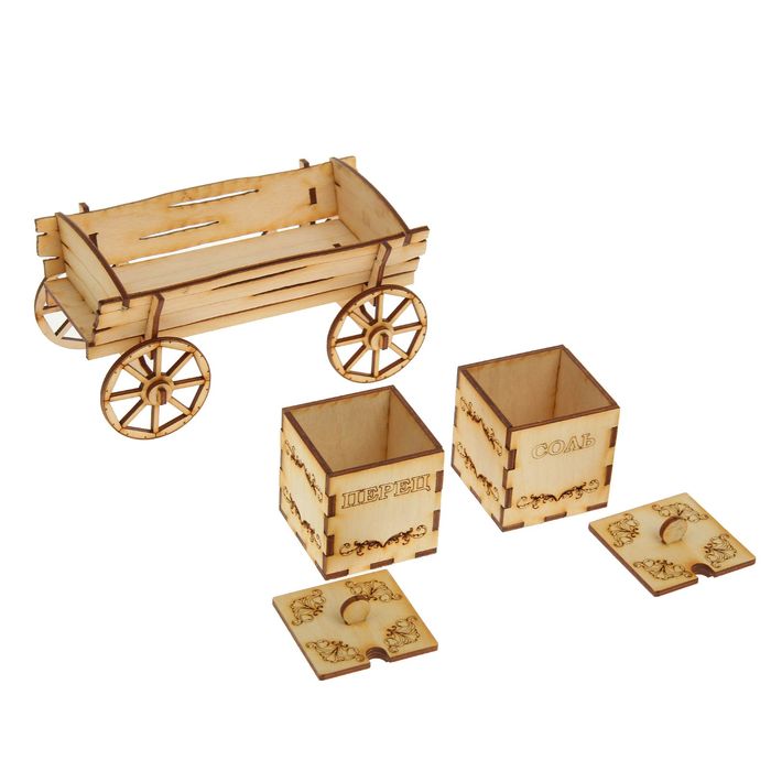 Набор для специй для декора "Телега" 16х11х8 см