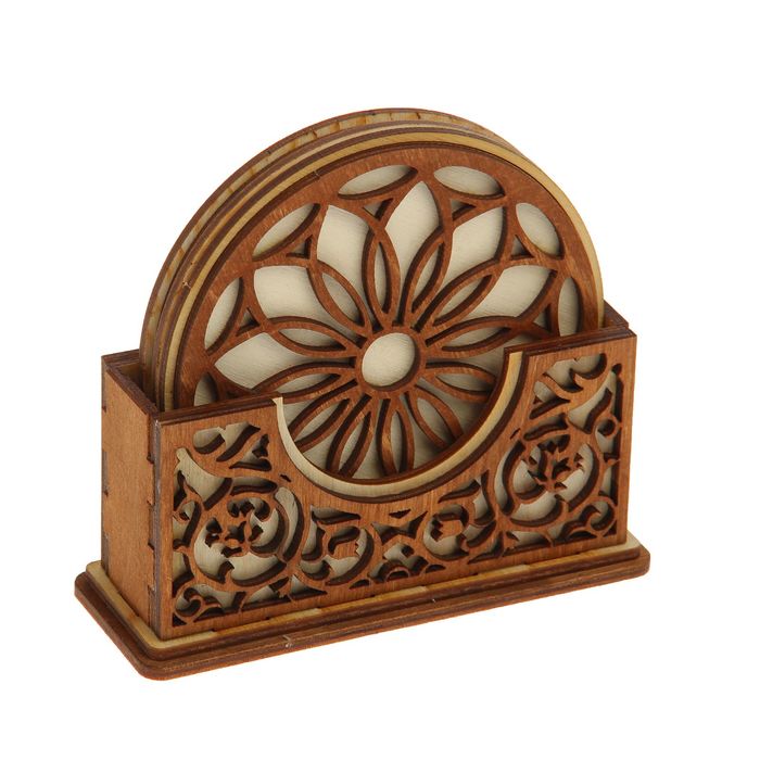 Подставка для кружек с держателем для декора "Цветок" набор 4 предмета, 12,5х11х4,5 см