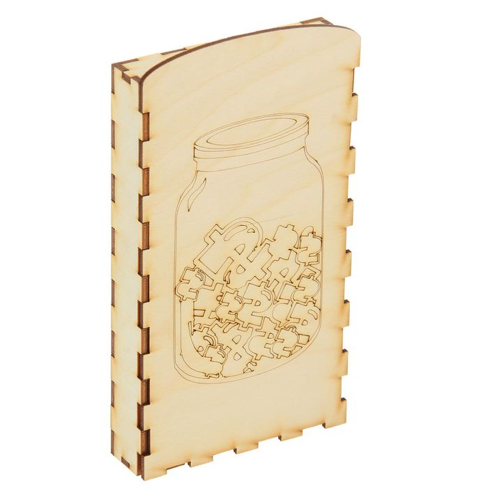 Купюрница из фанеры для декора "С банкой" 19х2,5х10 см