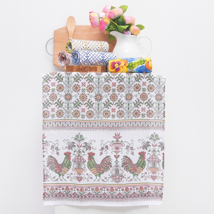 Полотенце 50х70 см DomoVita, вышивка, цвет МИКС