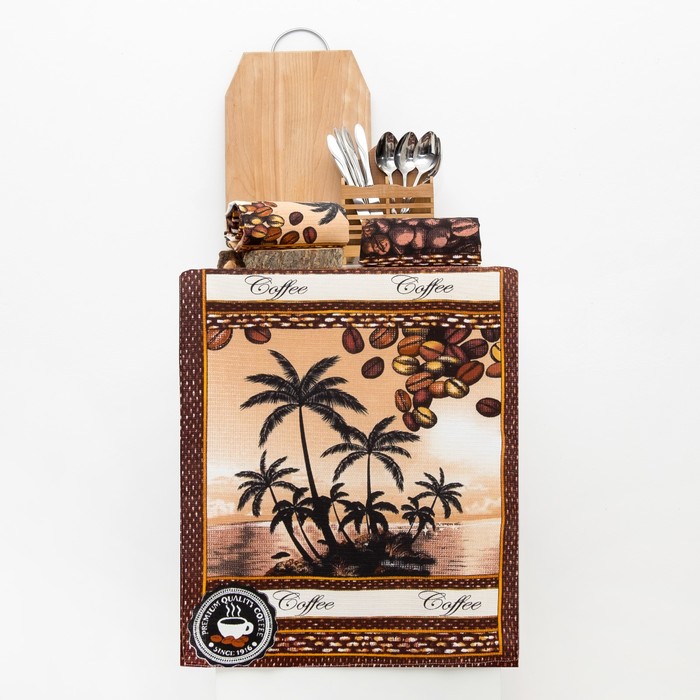 Набор полотенец DomoVita Аромат кофе микс вафля 170 гр/м, 45х65 см 3шт в коробке, хл100%