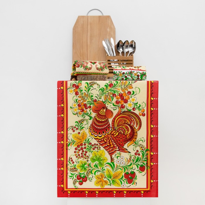 Набор полотенец DomoVita Золотая хохлома микс вафля 170 гр/м, 45х65 см 3шт в коробке, хл