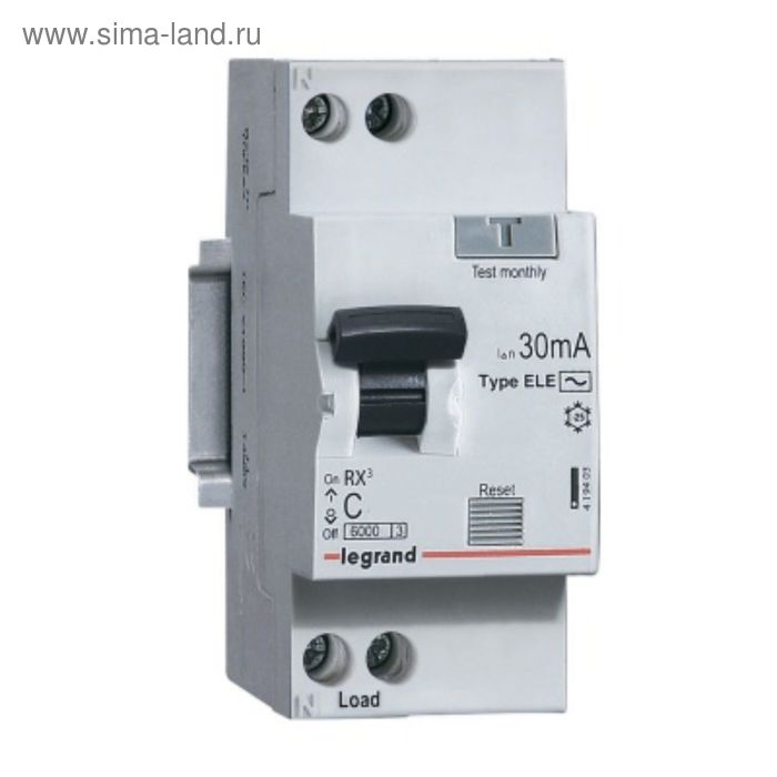 

Выключатель авт. диф. тока Legrand, 1п+Н, 32А 30мА, тип AC RX3, 419402