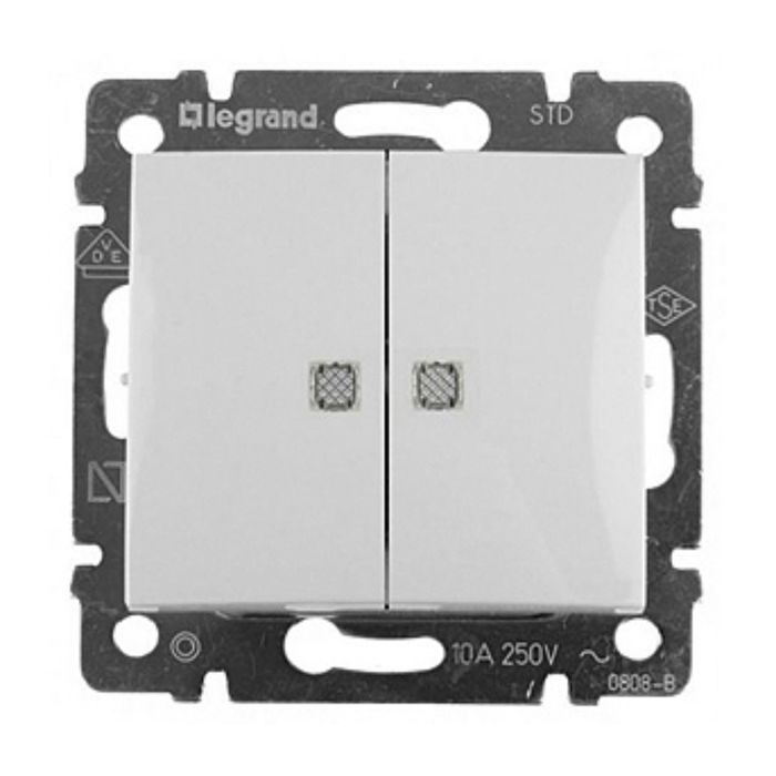 Механизм выключателя 2-кл. СП Legrand "Valena ", с подсветкой, бел. 694290