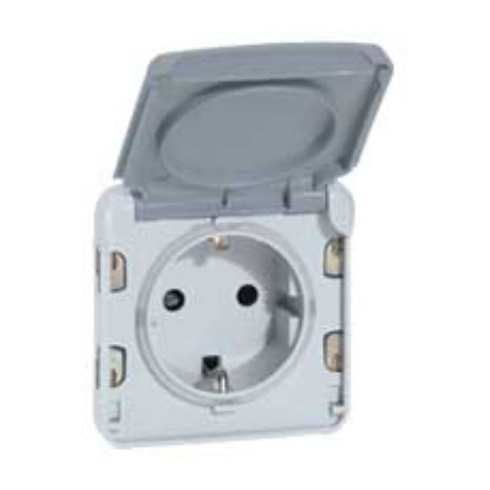 Механизм розетки 1-м СП Legrand "Plexo ", с защ. крышкой, с заземл., IP55, сер. 069570