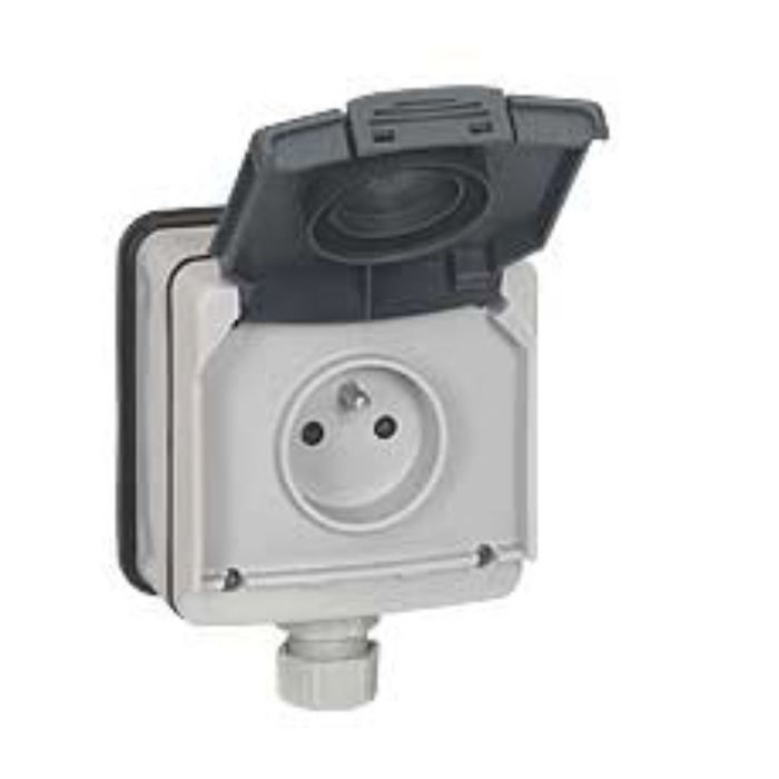 Розетка ОП Legrand "Plexo ", 16А, 2P+3, IP66, защ. шторки, сер. 090466