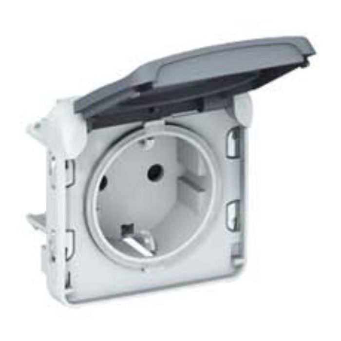 Механизм розетки 1-м СП Legrand "Plexo ", с защ. крышкой, заземл., IP55, сер. 069571