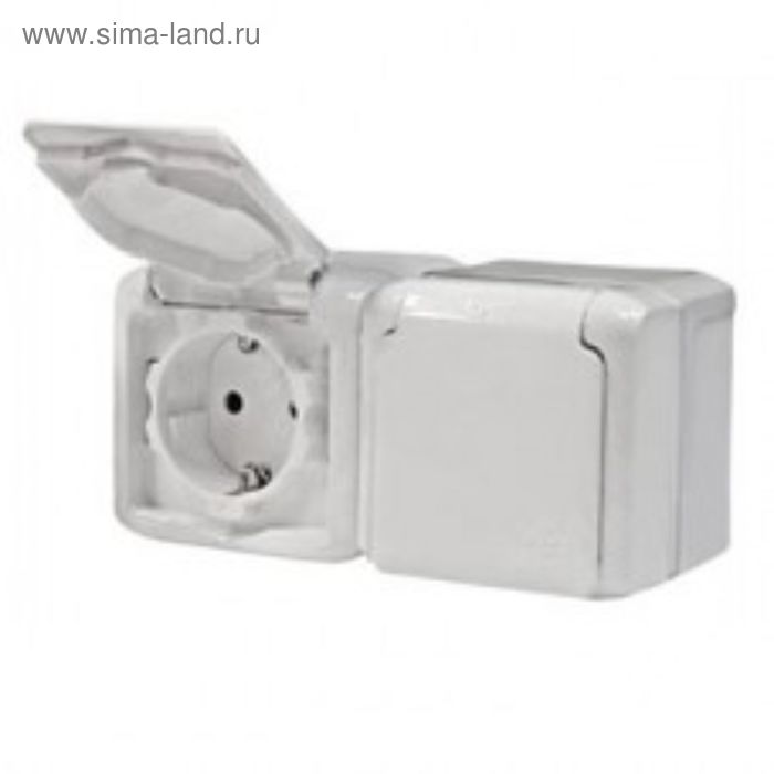 Розетка 2-м ОП Legrand Quteo 16А с защ крышкой шторки с зк IP44 белый 1112₽