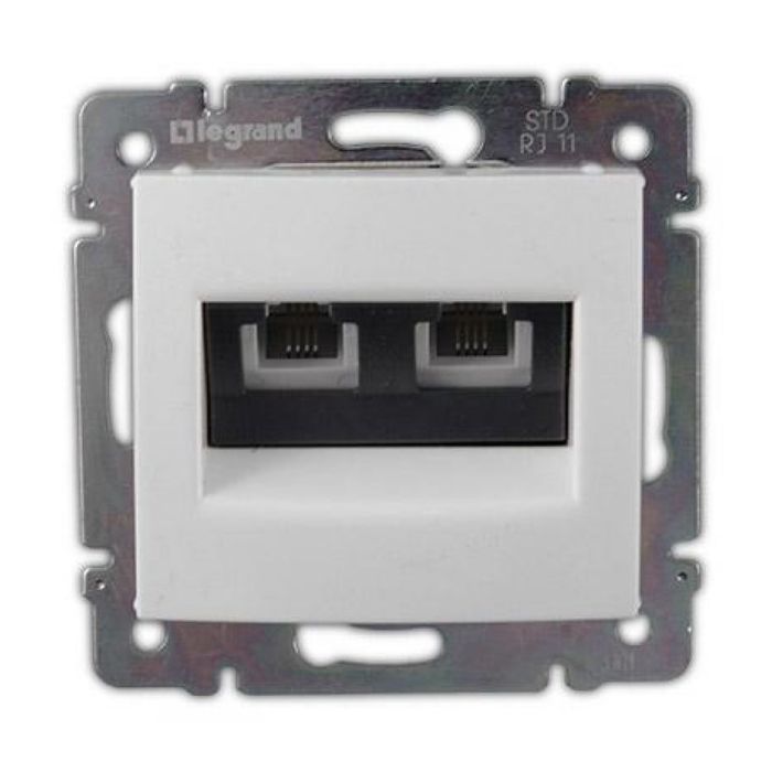 Механизм розетки телеф. 1-м СП Legrand "Valena ", RJ11 + RJ11 бел. 774439