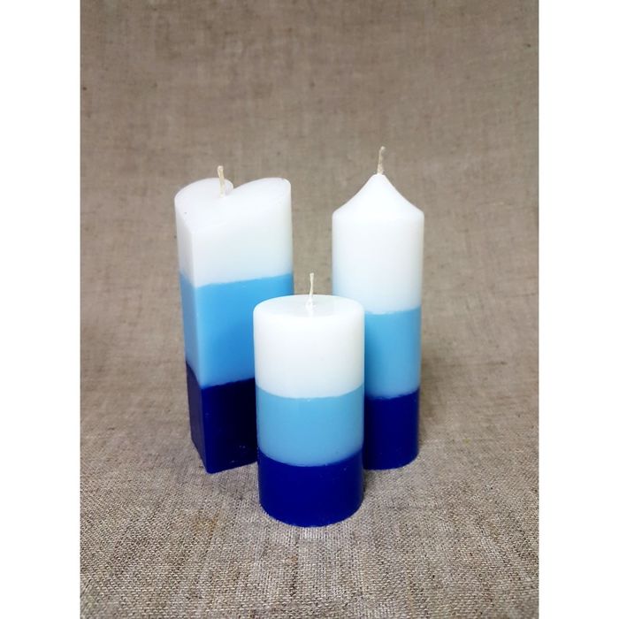 Набор Свечей "Полоска №2"( 68х150,50х155в,52х95) синий