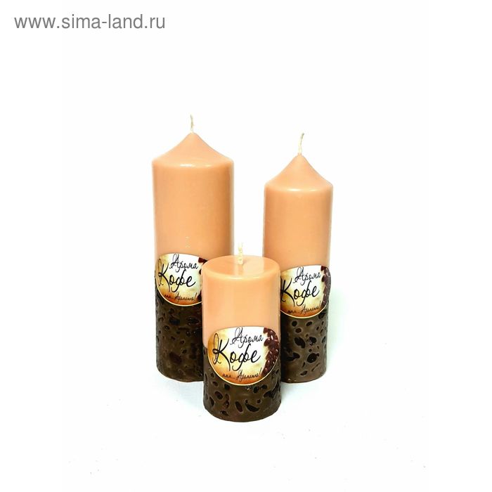 Набор ароматических свечей «АРОМА», кофейное зерно №2, 17 х 6 см, 15 х 5 см, 9.5 х 5.2 см