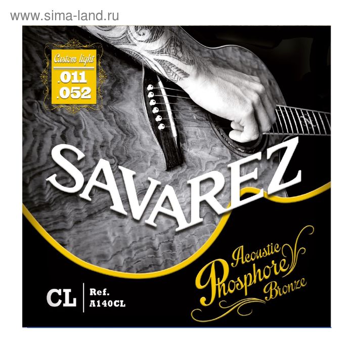 фото Струны для акустической гитары savarez a140cl (11,15,22,32,42,52), фосфор бронза, легкие
