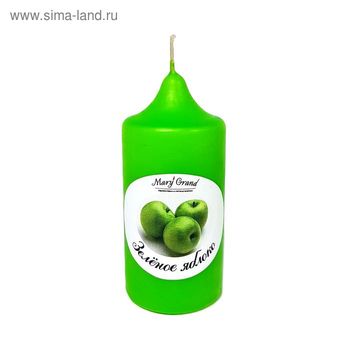 Свеча цилиндр ароматическая «АРОМА», зелёное яблоко, 8.5 х 4 см