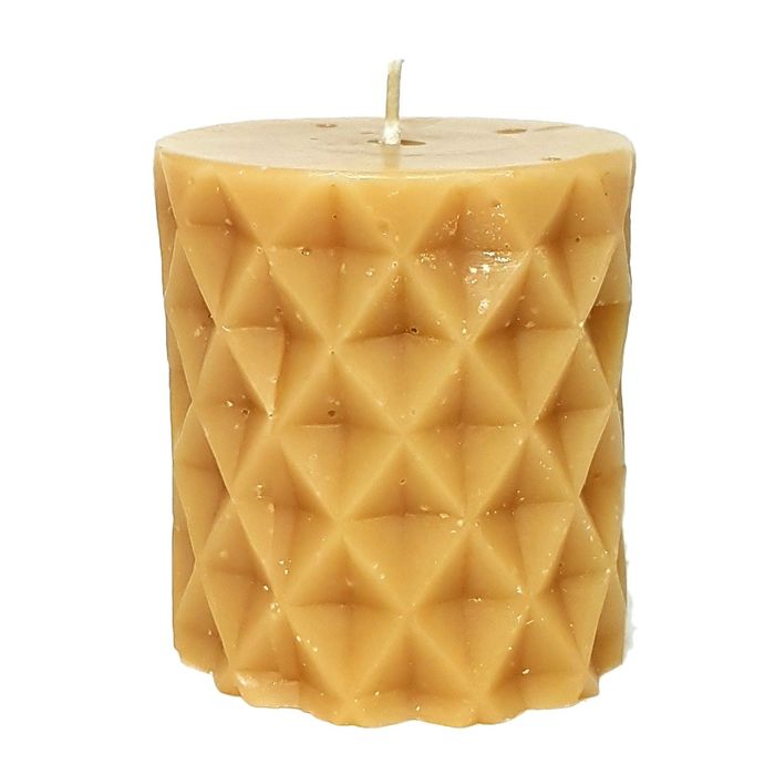 Свеча "Ручная работа" цилиндр "Геометрия" 6,7х7,5 бежевая