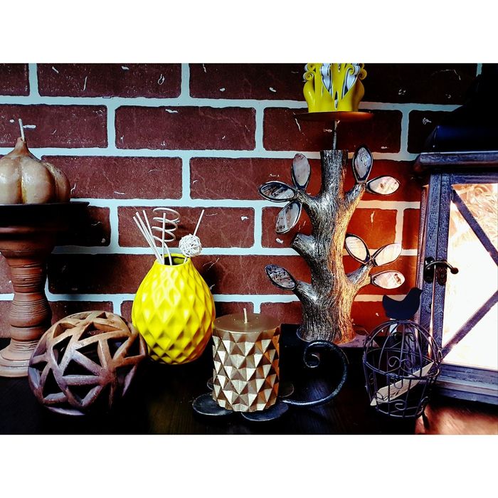 Свеча "Ручная работа" цилиндр "Геометрия" 6,7х7,5 золото