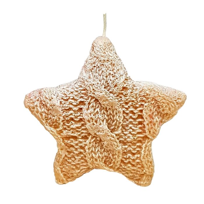 Свеча "Ручная работа" "Звезда вязаная" 11х3 бежевая