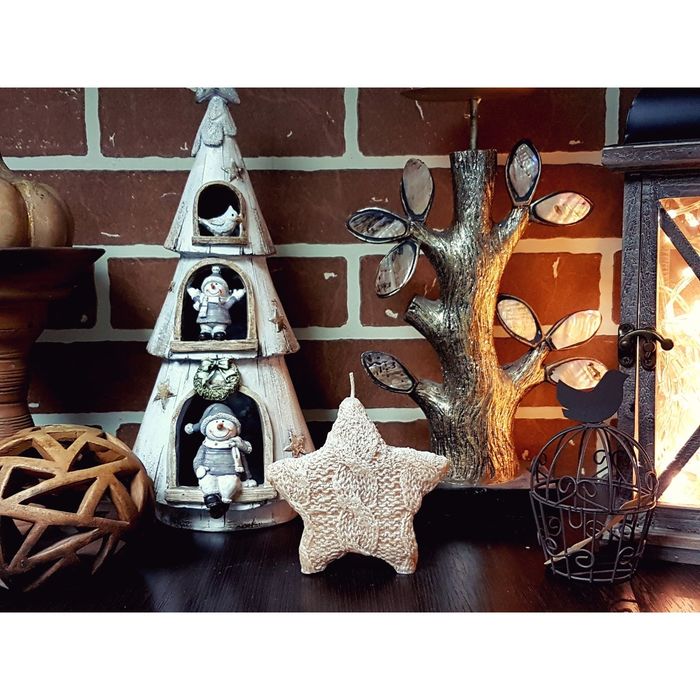 Свеча "Ручная работа" "Звезда вязаная" 11х3 бежевая