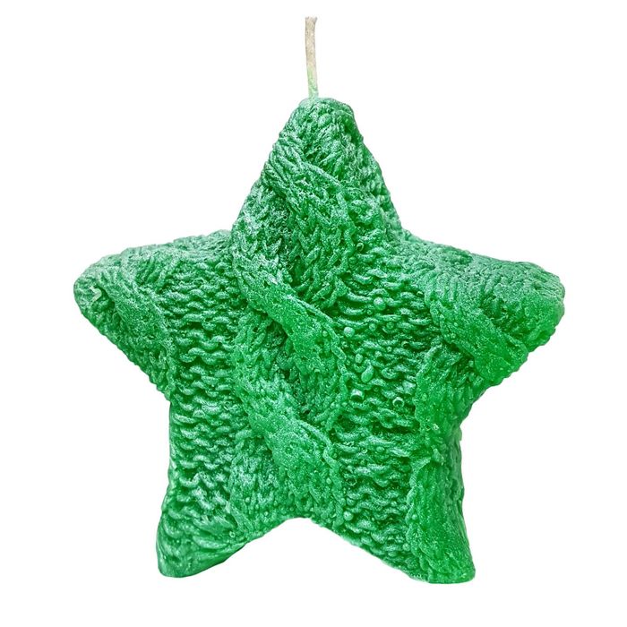 Свеча "Ручная работа" "Звезда вязаная" 11х3 зеленая