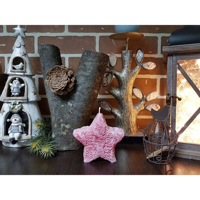 Свеча "Ручная работа" "Звезда вязаная" 11х3 красная