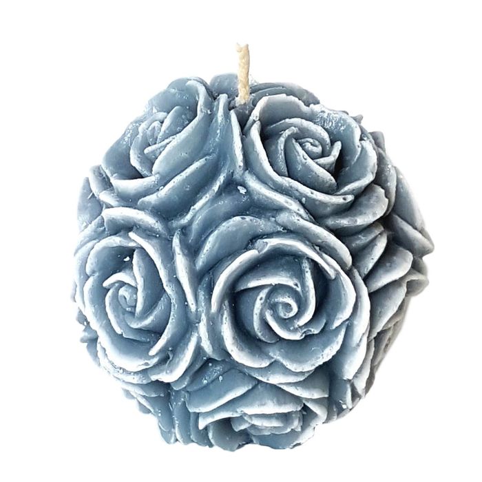Свеча "Ручная работа" "Шар из крупных роз" 8х8 серый