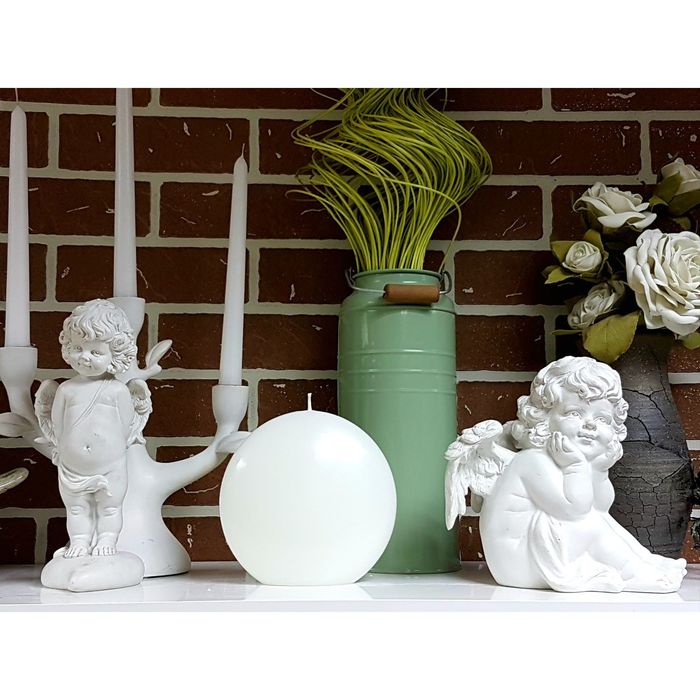 Свеча "Ручная работа" Диск Вертикальный 14,5х14см Белый