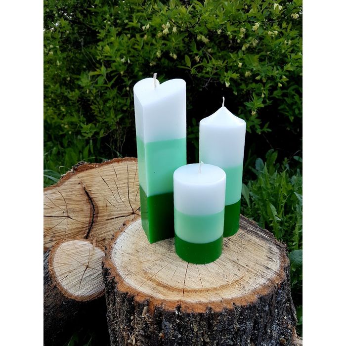 Набор Свечей "Полоска №1"( 68х205,60х170в,60Х100) зеленый