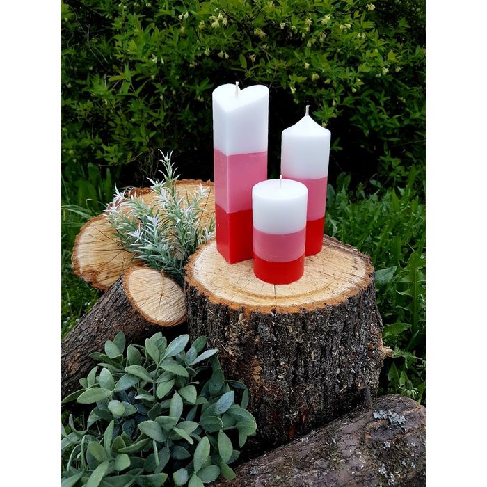 Набор Свечей "Полоска №1"( 68х205,60х170в,60Х100) красный