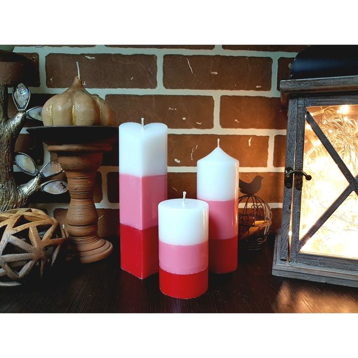 Набор Свечей "Полоска №1"( 68х205,60х170в,60Х100) красный