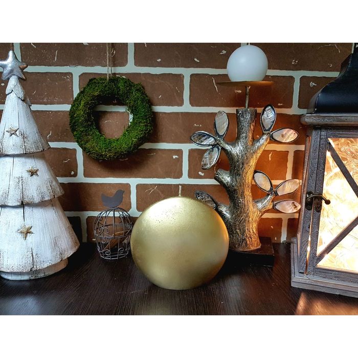 Свеча "Ручная работа" Диск Вертикальный 14,5х14см Золотой