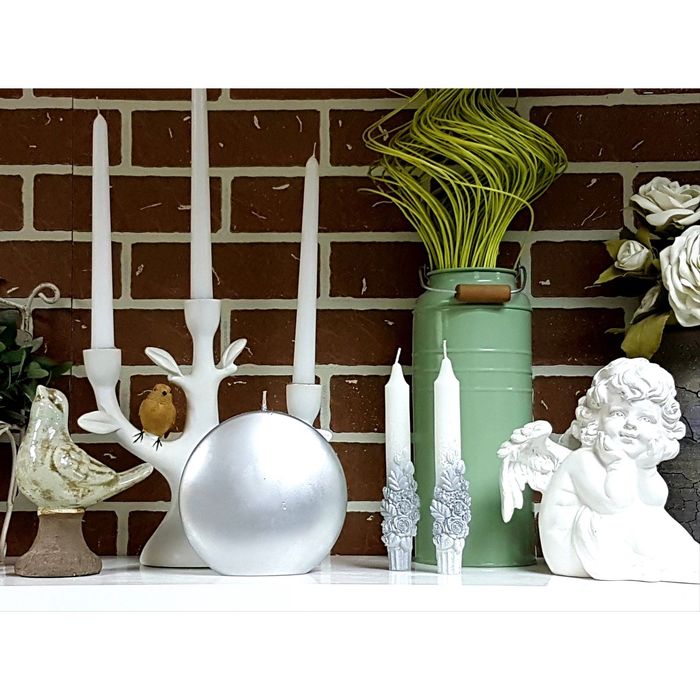 Свеча "Ручная работа" Диск Вертикальный 14,5х14см Серебряный