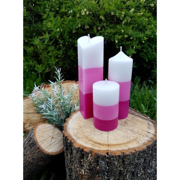 Набор Свечей "Полоска №1"( 68х205,60х170в,60Х100) розовый