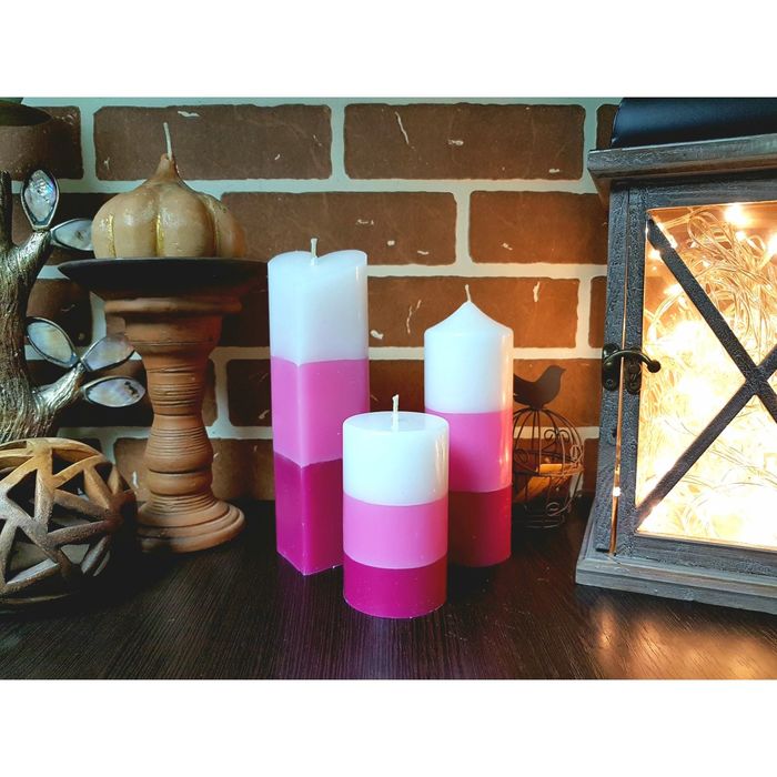 Набор Свечей "Полоска №1"( 68х205,60х170в,60Х100) розовый