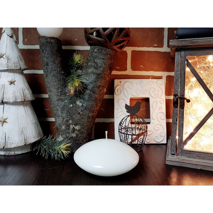 Свеча "Ручная работа" Диск Горизонтальный д13см Белый